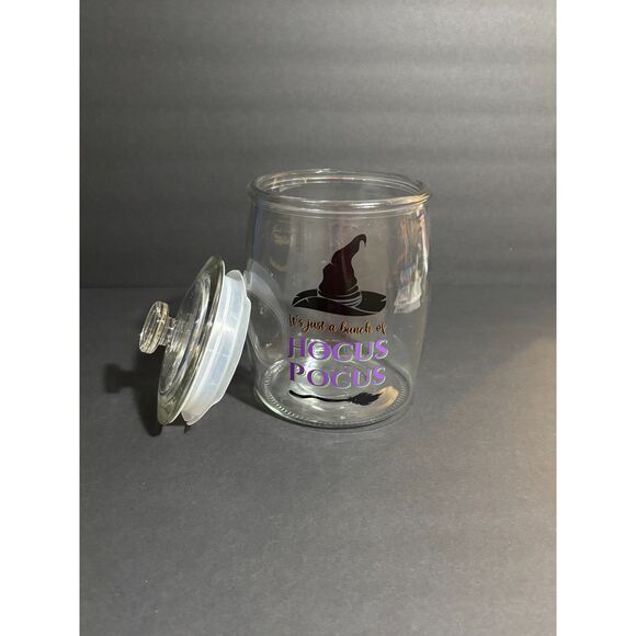 Hocus Pocus Glass Jar with Lid Witch Hat Halloween Storage Container Decor - Picture 2 of 2